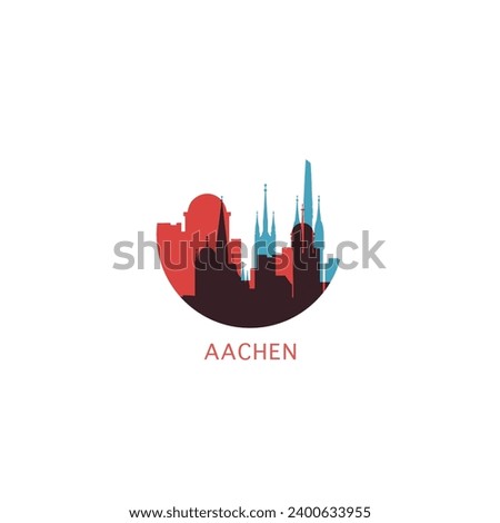 Aachen cityscape skyline city panorama vector flat modern logo icon. Germany North Rhine-Westphalia emblem idea with landmarks and building silhouettes