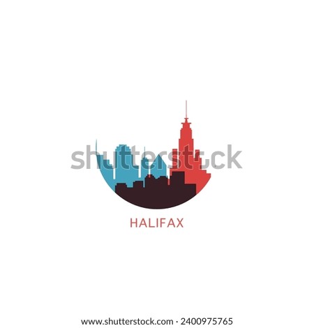 Halifax cityscape skyline city panorama vector flat modern logo icon. Canada, Nova Scotia province town emblem idea with landmarks and building silhouettes