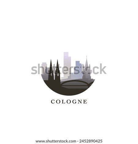 Cologne cityscape, gradient vector badge, flat skyline logo, icon. Germany city round emblem idea with landmarks and building silhouettes. Isolated graphic
