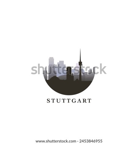 Stuttgart cityscape, gradient vector badge, flat skyline logo, icon. Germany city round emblem idea with landmarks and building silhouettes. Isolated graphic