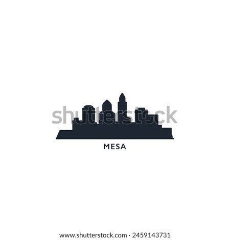 Mesa USA United States of America, city skyline logo. Panorama vector flat US Arizona state town icon, abstract shape, panorama, buildings. Simple and solid shape, black graphic 