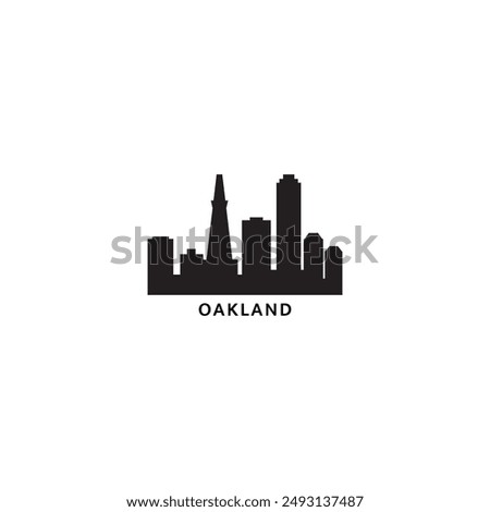 Oakland USA city skyline, horizon logo. Panorama, US California state icon, abstract landmarks, skyscraper, buildings. United States of America isolated graphic, vector clipart