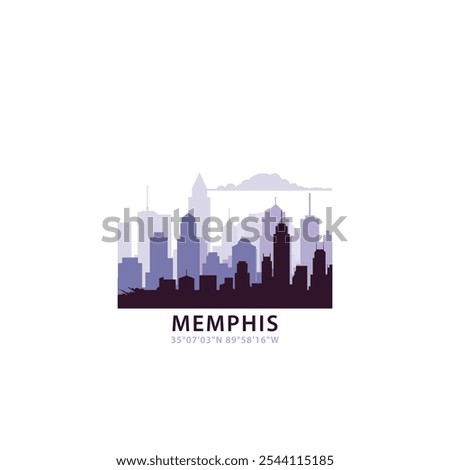 USA Memphis logo with skyline, cityscape retro vector icon. United States of America, Tennessee city horizon, facade, travel logotype