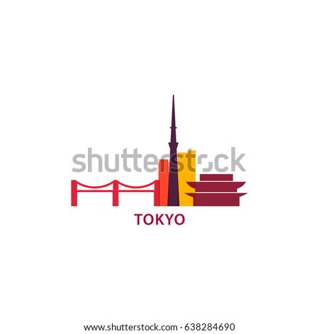 Japan capital city Tokyo landscape skyline panorama silhouette shape vector logo banner