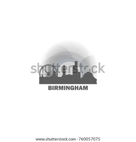 UK Great Britain Birmingham sunrise sunset city panorama landscape skyline flat icon logo