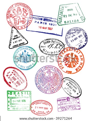 Travel Passport Stamps (Vector)