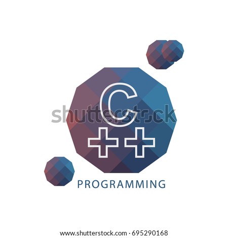 Logo C++ Programming Language Icon. Vector illustration on Topic of Popular High-level Coding.