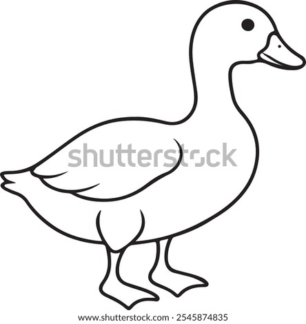 Duck outline vector art black color illustration