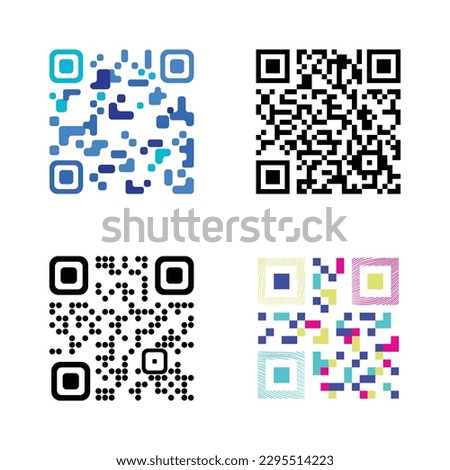 Creative QR code 4 style. QR code payment scanning.