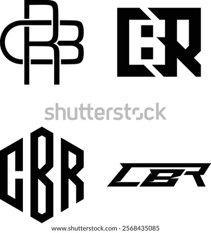 Initial letter CBR, RCB monogram vector logo design