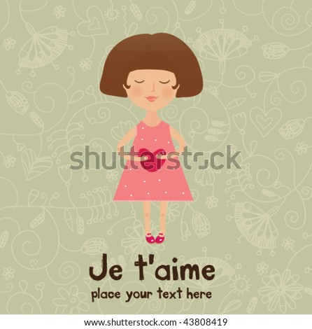 Valentine Greeting Card Stock Vector 43808419 : Shutterstock