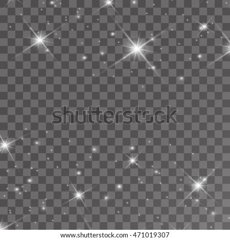 Set of Vector glowing light effect stars bursts with sparkles on transparent background.  ストックフォト © 