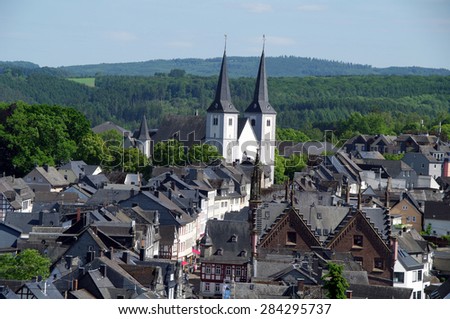 MONTABAUR, GERMANY - 01.06.2015 The regional center of Vestervald in the earth Reynland-Pfalts. Population makes 12000 people. Schloss Montabaur has expanded as a conference hotel and training center