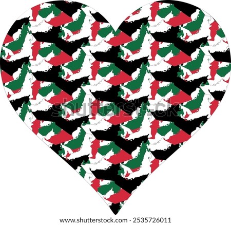 Heart filled with UAE Flags Pattern 