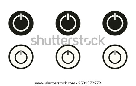 Set of on,off icons,buttons.Turn power on or off  outline symbols isolated on white background.Vector design	