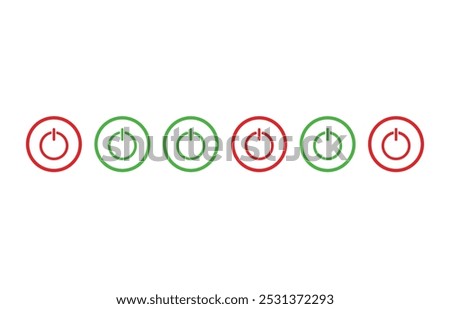 Set of on,off outline icons,buttons.Turn power on or off symbols isolated on white background.Vector design	