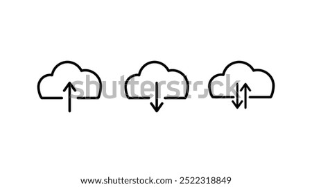 Cloud download and upload icon. Upload download cloud arrow. Download cloud computing outline and filled vector sign. Download symbol.