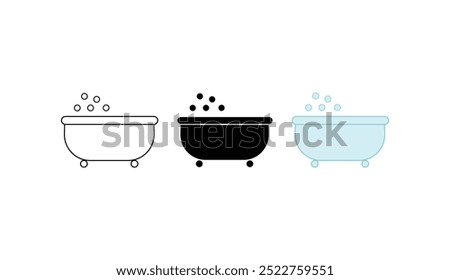 Bathtub icon on white background. Bathtub icon set. Black outline bathtub icon