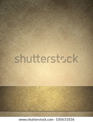 gold background or anniversary or wedding background with gold ribbon or bottom bar layout for web template design, has background texture of  white scratches on vintage wallpaper color