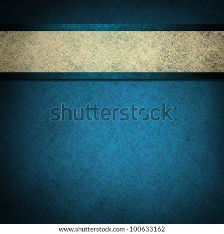 blue background with white parchment ribbon on elegant blue paper stripe has vintage grunge texture background with black border, for baby boy birth announcement or menu on old paper or book cover
