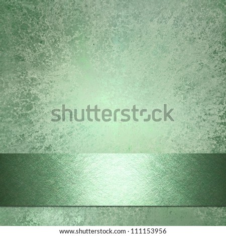 soft faded abstract green background with vintage grunge background texture with darker ribbon stripe on border frame for website template or brochure ad layout design or book cover and title