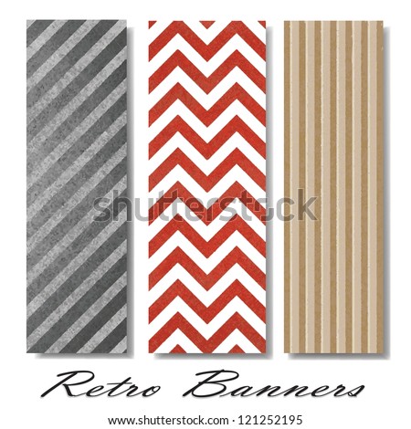 vector pattern background swatches or side bar banners for web template or brochure with vintage grunge background texture layout, zig zag pattern background, chevron retro lines, diagonal monochrome