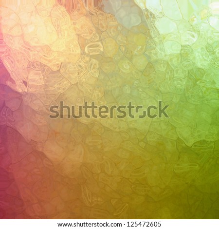 abstract green pink background, glossy glass texture with corner spotlight sunshine design and blotchy mosaic style design effect with metallic shine and random shape elements, artsy luxury background