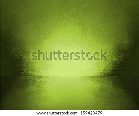 abstract green background empty room interior wall floor reflection illustration or 3d box display showcase for product ad brochure layout, vintage grunge background texture, blank stage or studio