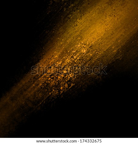 abstract orange copper background design, rough black border with gold streak or stream of bright light on dark contrast black background, unique web design background, elegant brochure layout space