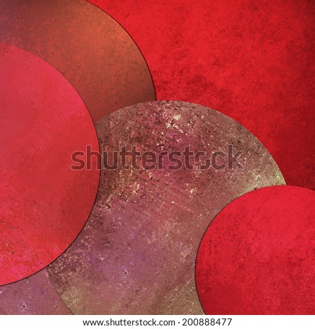 abstract red background, round layers of different color circle shapes in random artistic pattern composition, abstract floating balls design