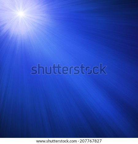 bright sparkling or shining star, midnight blue background sky with white Christmas star shining at an angle