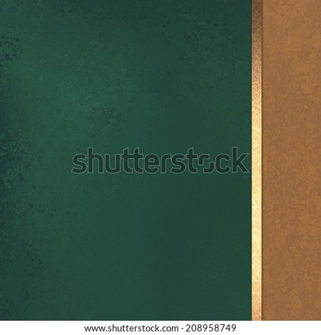 dark green background with brown sidebar and gold ribbon stripe, formal elegant background design layout