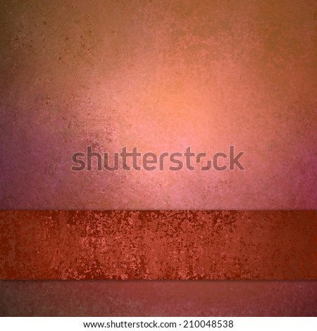 old distressed red orange background paper texture design with red ribbon or stripe