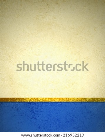 abstract gold background with blue footer and gold ribbon trim border, beautiful template background layout, luxury elegant gold paper with vintage grunge background texture design