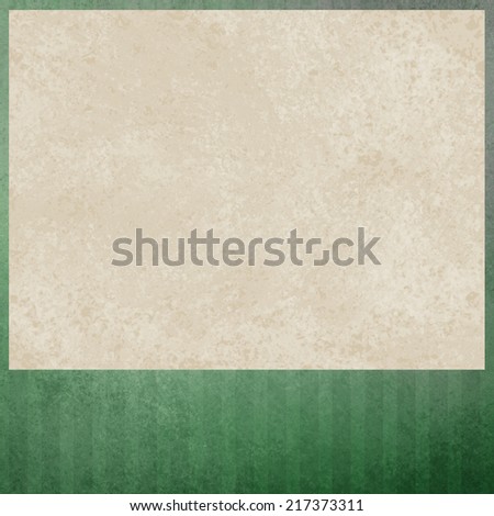 green striped Christmas background with white paper insert, blank vintage poster template, faded old distressed vintage texture design line element