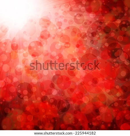 red boken background lights, blurred out of focus falling snow or rain in sky, shiny glittery lights or circle shapes, floating bubble background