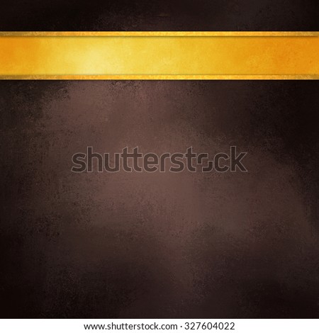 brown background with gold ribbon, elegant rich dark coffee brown color with shiny blank stripe of gold along top border for adding your own text or title, gold header