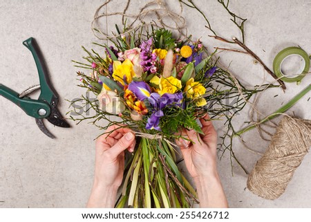 Similar – Image, Stock Photo Florist working Floristry