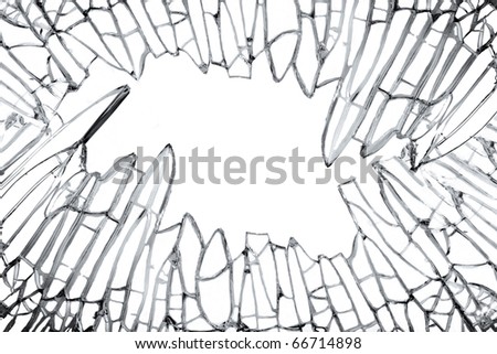 Shattered glass against white for creative image montage