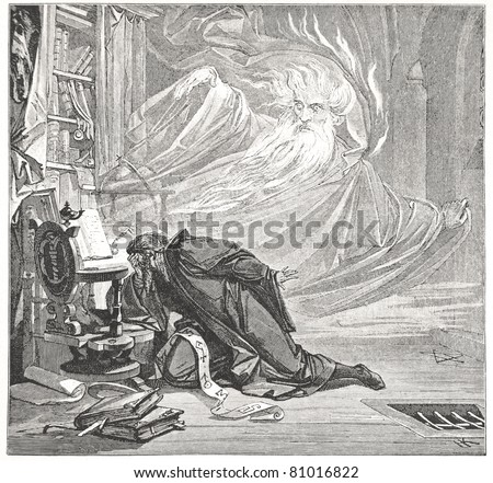 Classic Illustration Depicting Faust Is Speaking With Spirit, Drawn By ...