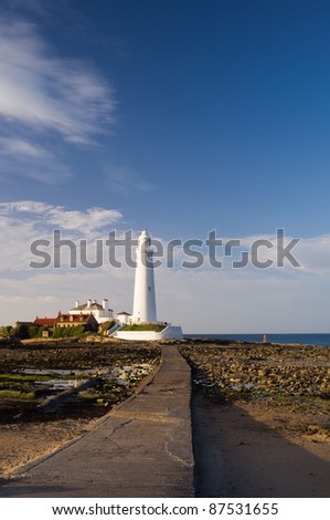 St. Mary\'s Lighthouse on the tiny St. Mary\'s Island, just north of Whitley Bay on the coast of North East England.