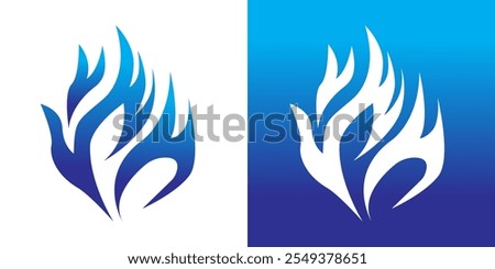 A stylized flame icon in blue and white, suitable for logos, branding, and design elements. Versatile for both light and dark backgrounds.