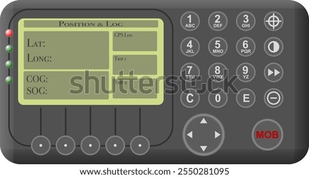 Marine GPS. Fixed GPS unit typically found on the bridge of a ship. Isolated vector illustration.