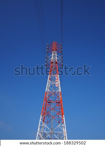 Power cable tower under the blue sky, Tokyo, Japan