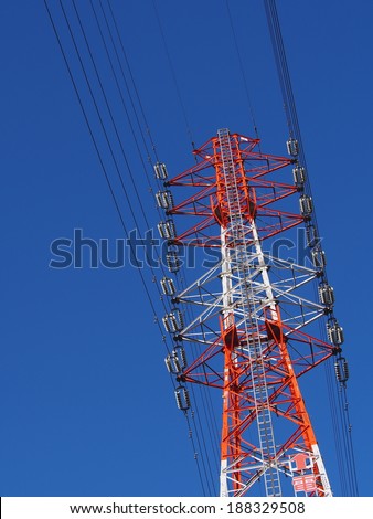 Power cable tower under the blue sky, Tokyo, Japan