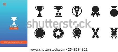 Awards Fill Icon Set - stock illustration.