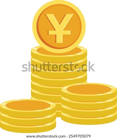 Isolated empty golden Yuan coin stack in flat style. Vector illustration