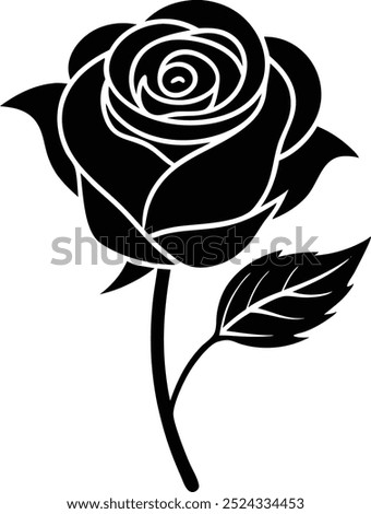 Simple Rose Vector Illustration Clipart and Linocut Design. Perfect for Micro stock platforms like Shutter stock, and Adobe Stock, and vector formats suitable for a range of creative projects.