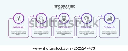 Business infographic template. 5 Step timeline journey. Process diagram, 5 options on white background, Infograph elements vector illustration.