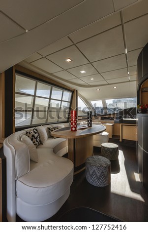Italy, Naples, Abacus 70 luxury yacht, dinette